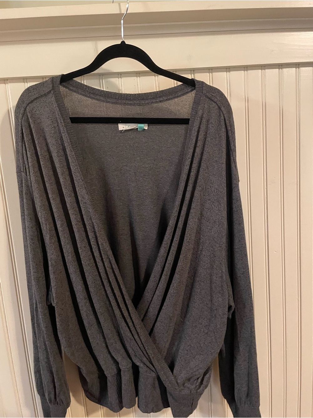 Anthropologie charcoal Gray Wrap Sweater